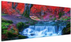 Mivali Tablou - Cascada în pădurea roșie, dintr-o bucată 145x58 cm (V023169V14558)