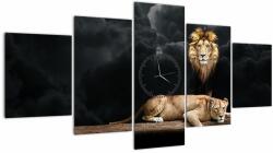 Mivali Tablou - Leu și leoaică (cu ceas), din cinci bucăți 150x80 cm cu ceas (V022960V15080C)