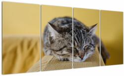 Mivali Tablou cu pisica pe fotoliu, din patru bucăți 160x80 cm (V021340V16080)