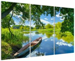 Mivali Tablou cu râu de vară și barcă, din trei bucăți 120x80 cm (V021977V120803PCS)