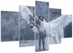 Mivali Tablou - Fata și unicorn, din cinci bucăți 150x105 cm (V023120V150105)