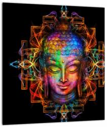 Mivali Tablou - Bustul lui Buddha în culori neon, dintr-o bucată 30x30 cm (V023477V3030)