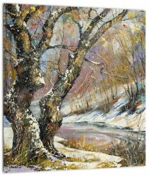 Mivali Tablou cu peisaj de iarnă pictat, dintr-o bucată 30x30 cm (V022213V3030)