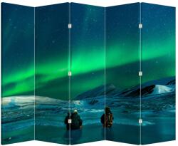 Mivali Paravan - Oameni la Aurora borealis, din 5 bucăți, 210x170 cm (P021209P225180)