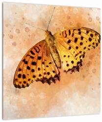 Mivali Tablou pe sticlă - Fluture portocaliu, aquarelă, dintr-o bucată 40x40 cm pe sticlă (V022865V4040GD)