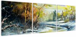 Mivali Tablou - Râu de iarnă, pictură în ulei, din trei bucăți 120x40 cm (V023235V12040)