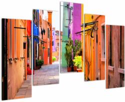 Mivali Tablou cu străduță colorata italiană, din cinci bucăți 125x90 cm (V021237V12590)