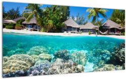 Mivali Tablou pe sticlă cu plaja pe insulă tropicală, dintr-o bucată 100x50 cm pe sticlă (V021187V10050GD)