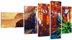 Mivali Tablou - Satul de coastă Cinque Terre, Riviera italiană, impresionismul modern, din cinci bucăți 110x60 cm (V023463V11060)