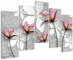 Mivali Tablou cu abstracție florală, din cinci bucăți 125x90 cm (V022186V12590)