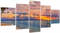 Mivali Tablou - Apus de soare la plajâ, din cinci bucăți 150x80 cm (V023772V150805PCS)