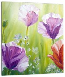 Mivali Tablou pe sticlă - Maci, dintr-o bucată 30x30 cm pe sticlă (V023304V3030GD)