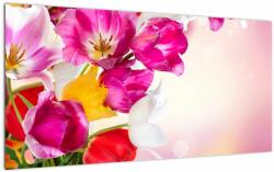 Mivali Tablou pe sticlă cu lalele, dintr-o bucată 100x50 cm pe sticlă (V021295V10050GD)