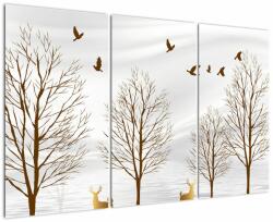 Mivali Tablou - Cerb lângă râu, din trei bucăți 120x80 cm (V022972V120803PCS)