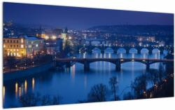 Mivali Tablou pe sticlă cu podurile din Praga, dintr-o bucată 100x50 cm pe sticlă (V020932V10050GD)