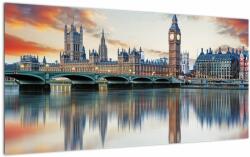 Mivali Tablou pe sticlă - Houses of Parliament din Londra, dintr-o bucată 100x50 cm pe sticlă (V021941V10050GD)