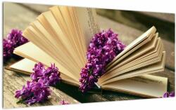 Mivali Tablou pe sticlă cu cartea și lavanda, dintr-o bucată 100x50 cm pe sticlă (V020873V10050GD)