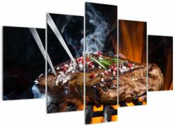 Mivali Tablou cu steac pe grill, din cinci bucăți 150x105 cm (V021992V150105)