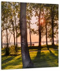 Mivali Tablou pe sticlă cu pomi lângă lac, dintr-o bucată 30x30 cm pe sticlă (V020839V3030GD)