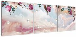 Mivali Tablou - Flori roz și marmură roz, din trei bucăți 150x50 cm (V022980V15050)