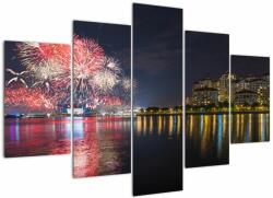 Mivali Tablou cu artificii in Singapur, din cinci bucăți 150x105 cm (V020035V150105)