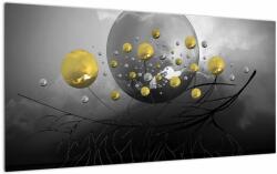 Mivali Tablou pe sticlă cu bile abstracte aurii, dintr-o bucată 100x50 cm pe sticlă (V020099V10050GD)