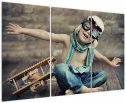 Mivali Tablou - Tânăr aviator, din trei bucăți 120x80 cm (V023306V120803PCS)