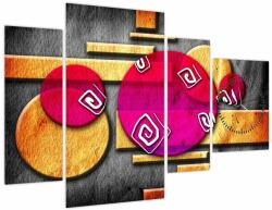 Mivali Tablou abstract cu simboluri istorice (cu ceas), din patru bucăți 110x75 cm cu ceas (V022074V11075C)