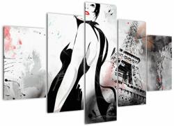Mivali Tablou - Doamna și Turnul Eiffel, din cinci bucăți 150x105 cm (V023510V150105)