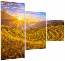 Mivali Tablou - Terasele de orez din Vietnam (cu ceas), din trei bucăți 90x70 cm cu ceas (V022373V9070C)