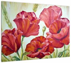 Mivali Tablou pe sticlă - Mac - flori, dintr-o bucată 70x50 cm pe sticlă (V023305V7050GD)