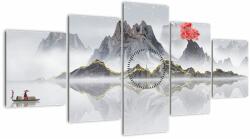 Mivali Tablou - Munții în ceață (cu ceas), din cinci bucăți 150x80 cm cu ceas (V022899V15080C)
