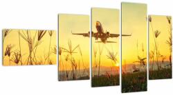 Mivali Tablou cu avionul ridicându-se spre zbor, din cinci bucăți 110x60 cm (V021121V11060)