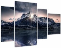 Mivali Tablou lacul cu munte (cu ceas), din patru bucăți 110x75 cm cu ceas (V020333V11075C)