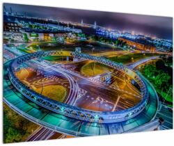Mivali Tablou panorama orașului nocturn, dintr-o bucată 90x60 cm (V020639V9060)