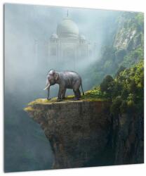 Mivali Tablou - Elefant în vârful Taj Mahalului, dintr-o bucată 40x40 cm (V023050V4040)