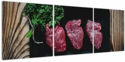 Mivali Tablou cu carne pe farfurie, din trei bucăți 120x40 cm (V021193V12040)