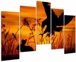 Mivali Tablou cu silueta prădătorului, din cinci bucăți 125x90 cm (V020044V12590)