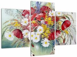Mivali Tablou - Vază cu flori sălbatice, din trei bucăți 90x60 cm (V023089V90603PCS)