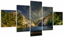 Mivali Tablou peisajului cu lac, din cinci bucăți 125x70 cm (V020288V12570)