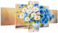 Mivali Tablou pictat cu vaza și flori (cu ceas), din cinci bucăți 150x80 cm cu ceas (V022252V15080C)