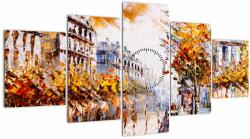 Mivali Tablou - Strada din Paris (cu ceas), din cinci bucăți 150x80 cm cu ceas (V023198V15080C)