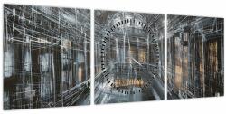 Mivali Tablou cu u interiorul clădirii vechi (cu ceas), din trei bucăți 90x30 cm cu ceas (V022025V9030C)