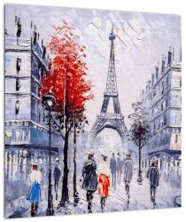 Mivali Tablou pe sticlă - Străzi din Paris, pictură în ulei, dintr-o bucată 40x40 cm pe sticlă (V023083V4040GD)