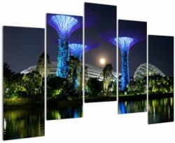 Mivali Tablou cu lună plină în grădinile din Singapur, din cinci bucăți 125x90 cm (V021710V12590)