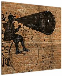 Mivali Tablou - Barbat cu biciclete stil Bansky, dintr-o bucată 70x70 cm (V023471V7070)