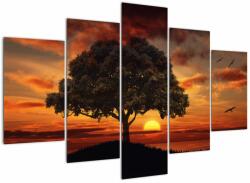 Mivali Tablou cu pomi și apus de soare, din cinci bucăți 150x105 cm (V022122V150105)