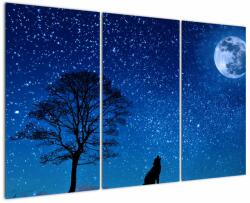 Mivali Tablou - Lupul urlând la lună, din trei bucăți 120x80 cm (V022624V120803PCS)