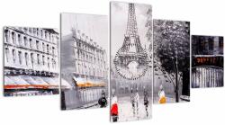 Mivali Tablou - Pictură în ulei, Paris (cu ceas), din cinci bucăți 150x80 cm cu ceas (V023196V15080C)