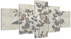 Mivali Tablou - Frunze texturate (cu ceas), din cinci bucăți 150x80 cm cu ceas (V022795V15080C)